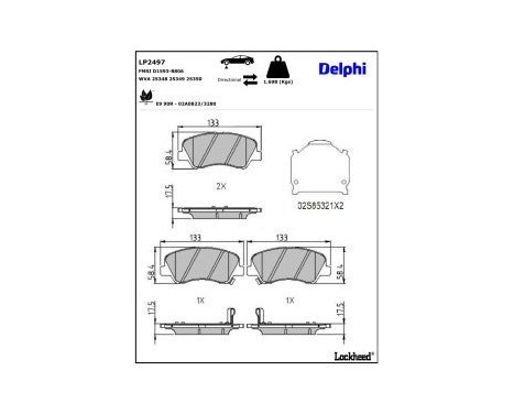 Brake Pad Set, disc brake LP2497 Delphi, Image 3