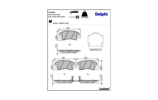 Brake Pad Set, disc brake LP2497 Delphi, Image 3