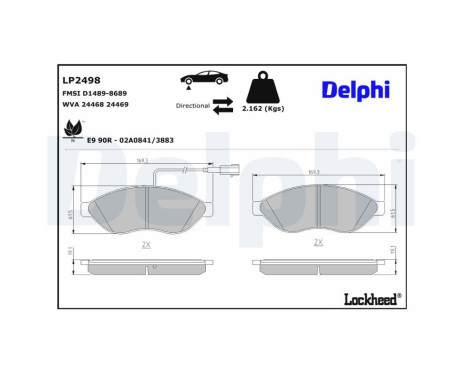 Brake Pad Set, disc brake LP2498 Delphi, Image 2