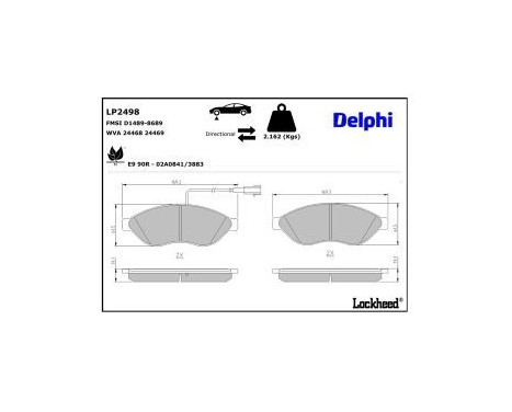 Brake Pad Set, disc brake LP2498 Delphi, Image 5
