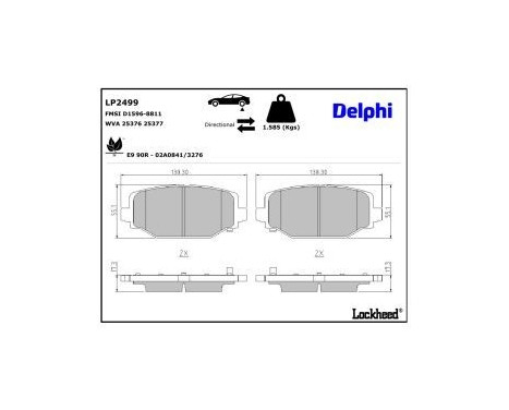 Brake Pad Set, disc brake LP2499 Delphi, Image 3
