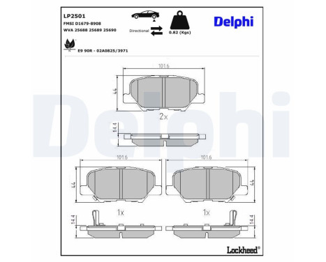 Brake Pad Set, disc brake LP2501 Delphi, Image 3