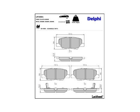 Brake Pad Set, disc brake LP2501 Delphi, Image 3