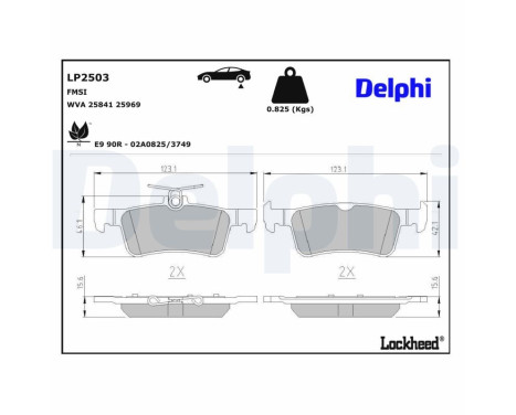 Brake Pad Set, disc brake LP2503 Delphi, Image 3