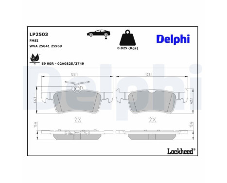 Brake Pad Set, disc brake LP2503 Delphi, Image 3