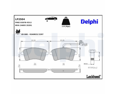 Brake Pad Set, disc brake LP2504 Delphi