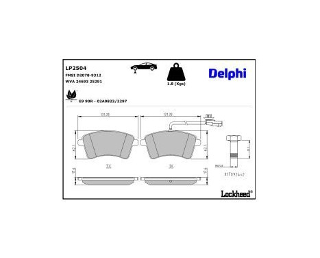 Brake Pad Set, disc brake LP2504 Delphi, Image 4