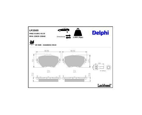 Brake Pad Set, disc brake LP2505 Delphi, Image 4