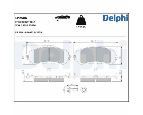 Brake Pad Set, disc brake LP2506 Delphi, Image 3