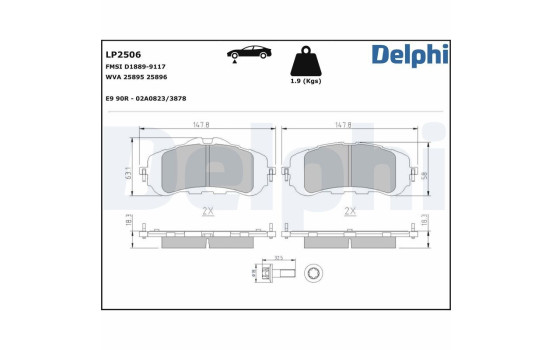 Brake Pad Set, disc brake LP2506 Delphi