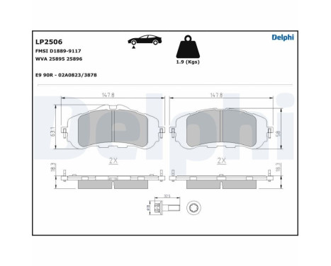 Brake Pad Set, disc brake LP2506 Delphi, Image 4