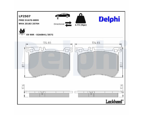 Brake Pad Set, disc brake LP2507 Delphi