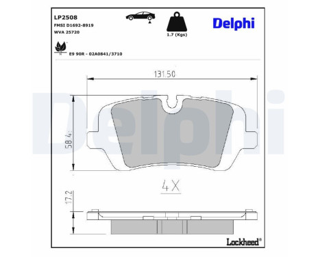 Brake Pad Set, disc brake LP2508 Delphi, Image 3