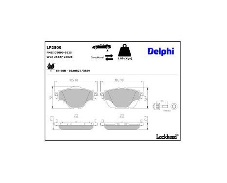 Brake Pad Set, disc brake LP2509 Delphi, Image 4