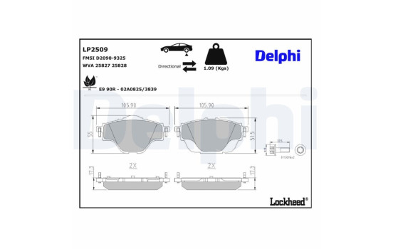 Brake Pad Set, disc brake LP2509 Delphi, Image 4