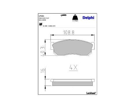 Brake Pad Set, disc brake LP261 Delphi