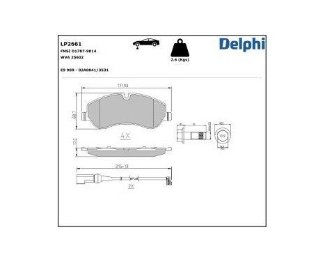 Brake Pad Set, disc brake LP2661 Delphi, Image 5