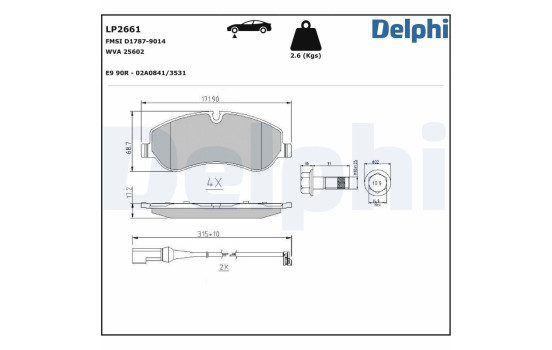 Brake Pad Set, disc brake LP2661 Delphi, Image 5