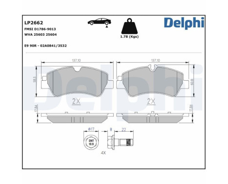 Brake Pad Set, disc brake LP2662 Delphi