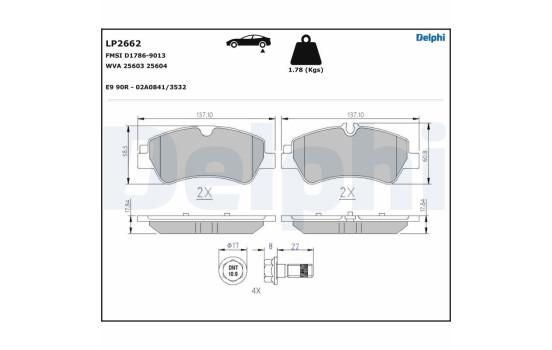 Brake Pad Set, disc brake LP2662 Delphi, Image 5