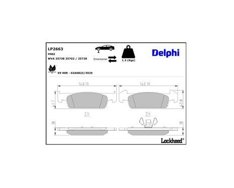 Brake Pad Set, disc brake LP2663 Delphi