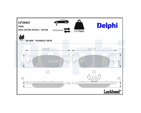 Brake Pad Set, disc brake LP2663 Delphi, Image 3