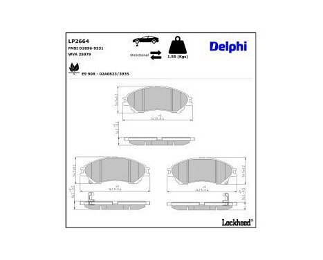 Brake Pad Set, disc brake LP2664 Delphi, Image 3