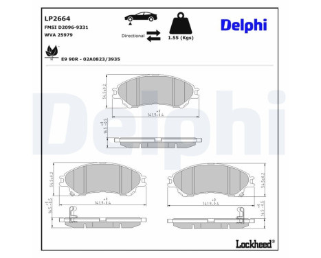 Brake Pad Set, disc brake LP2664 Delphi, Image 3