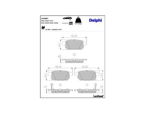 Brake Pad Set, disc brake LP2687 Delphi, Image 3