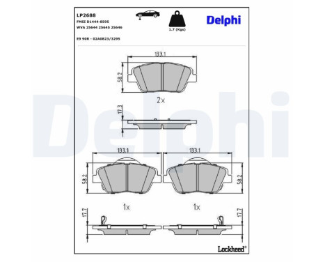 Brake Pad Set, disc brake LP2688 Delphi