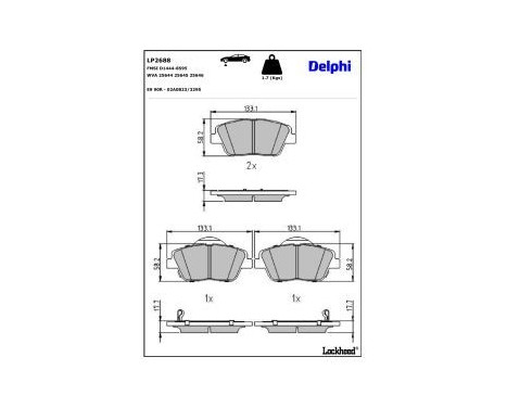 Brake Pad Set, disc brake LP2688 Delphi