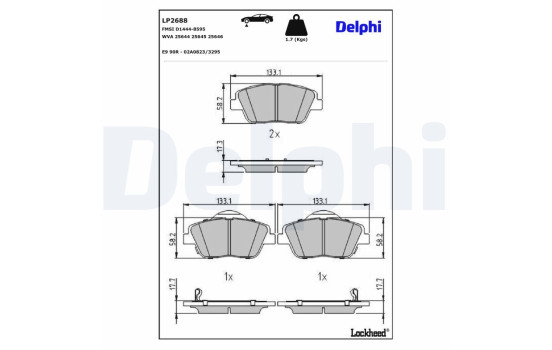 Brake Pad Set, disc brake LP2688 Delphi