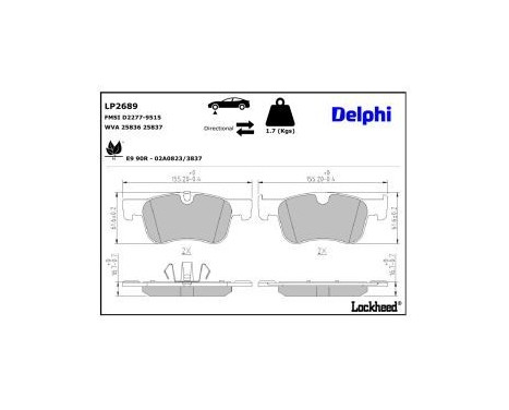 Brake Pad Set, disc brake LP2689 Delphi, Image 3