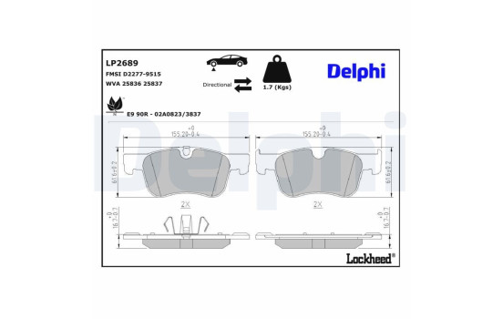 Brake Pad Set, disc brake LP2689 Delphi, Image 3