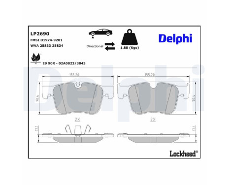 Brake Pad Set, disc brake LP2690 Delphi, Image 3