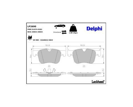 Brake Pad Set, disc brake LP2690 Delphi, Image 5