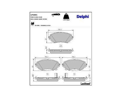 Brake Pad Set, disc brake LP2691 Delphi, Image 3