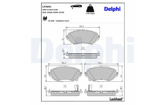 Brake Pad Set, disc brake LP2691 Delphi, Image 3