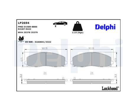 Brake Pad Set, disc brake LP2694 Delphi