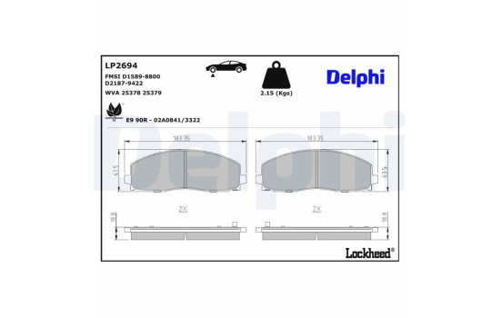 Brake Pad Set, disc brake LP2694 Delphi, Image 3