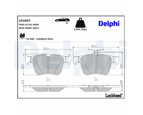 Brake pad set, disc brake LP2697 Delphi, Image 4