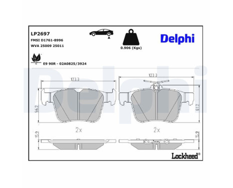 Brake pad set, disc brake LP2697 Delphi, Image 4