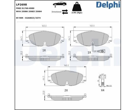 Brake Pad Set, disc brake LP2698 Delphi