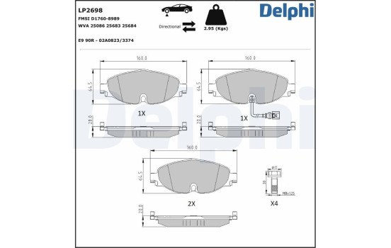 Brake Pad Set, disc brake LP2698 Delphi