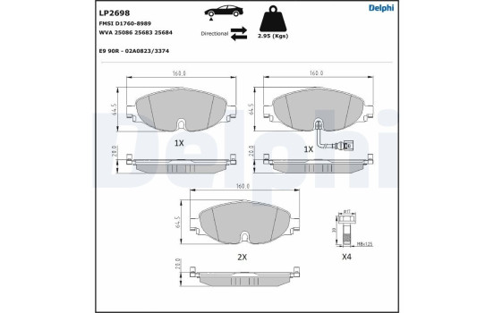 Brake Pad Set, disc brake LP2698 Delphi, Image 5