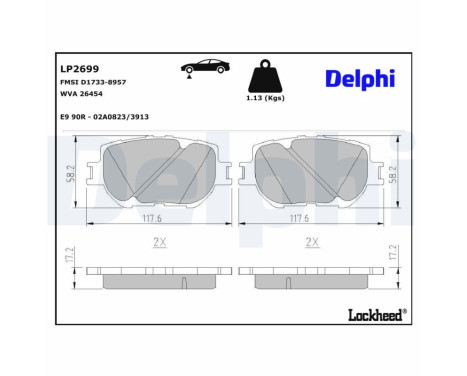 Brake Pad Set, disc brake LP2699 Delphi