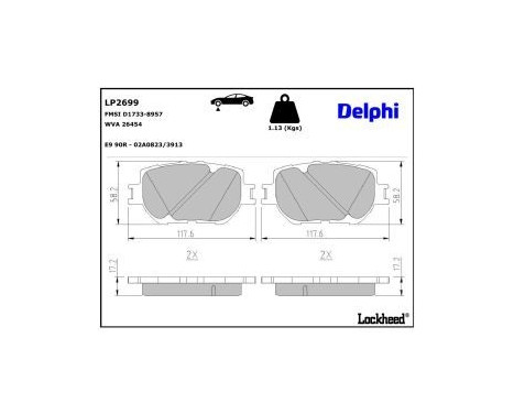 Brake Pad Set, disc brake LP2699 Delphi