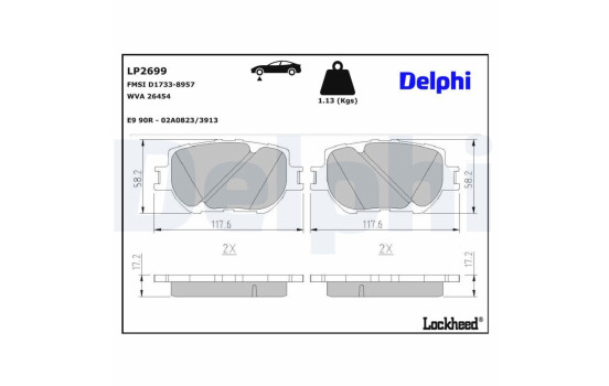Brake Pad Set, disc brake LP2699 Delphi