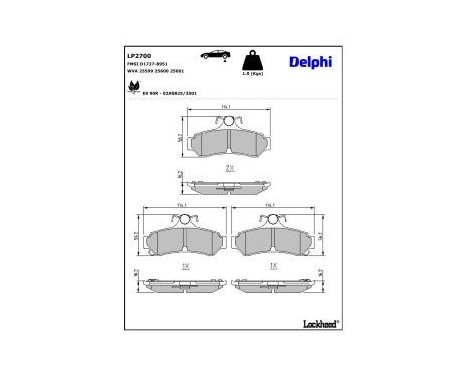Brake Pad Set, disc brake LP2700 Delphi