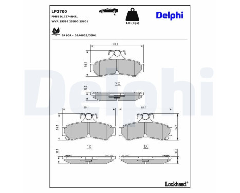 Brake Pad Set, disc brake LP2700 Delphi